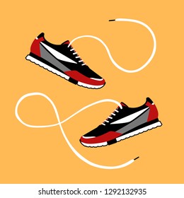 sport shoes with laces vector