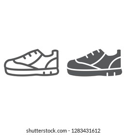 Sport shoes line and glyph icon, footwear and shoe, sneaker sign, vector graphics, a linear pattern on a white background, eps 10.