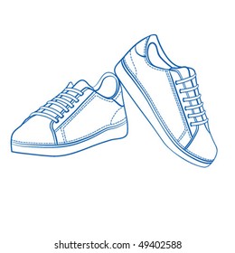 Sport shoes outlined