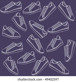 Sport shoes outlined background