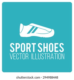sport shoes over blue color background