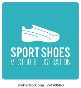 sport shoes over blue color background