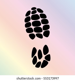 Sport shoes print  - black vector icon