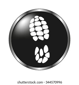 Sport shoes print - vector icon; black button
