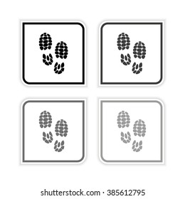 Sport shoes prints -  grayscale vector icon