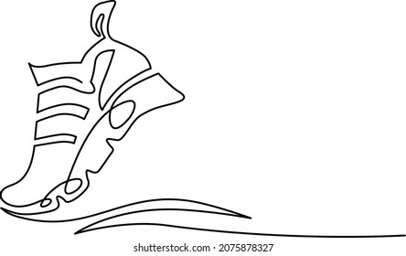 Sport shoes. Sneakers. Continuous line drawing. Vector illustration.
