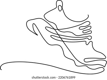 Sport shoes. Sneakers. Continuous line drawing. Vector  illustration.