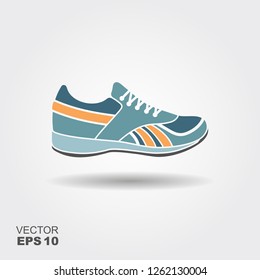 Sport shoes, sneakers icon. Flat illustration with shadow