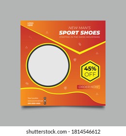 Sport shoes social media post template vector design