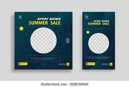 Sport shoes sosial media post banner template vector
