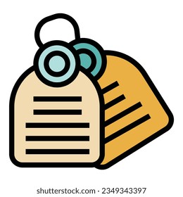 Sport shop tag icon outline vector. Store fitness. Interior equipment color flat