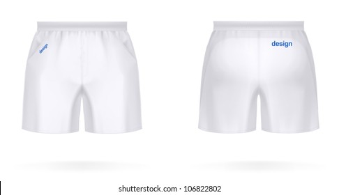 Sport SHORTS, front & rear view. VECTOR illustration, contains lot of details (easy to put your own design on it).