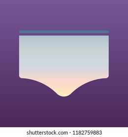 Sport shorts. Vector. Evening gradient icon at violet background.