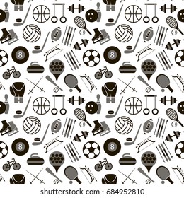 Sport Signs and Symbols Black Background Pattern for Web or App Mobile. Vector illustration
