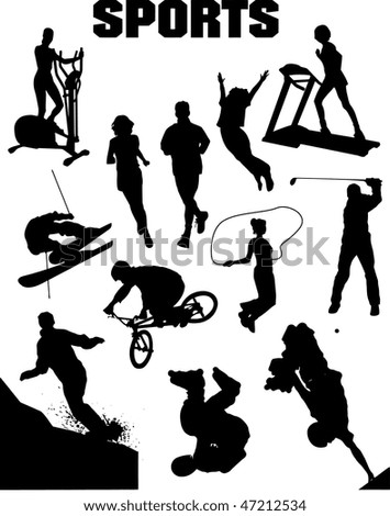 Sport silhouette collage (vector)