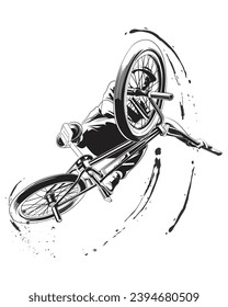 Sport silhouette Illustration of racing bikes in extreme sports jumping, high-performance racing bicycles engaged in airborne maneuvers within the realm of extreme sports