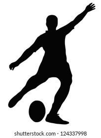 Sport Silhouette - Rugby Football Kicker place kicking the ball