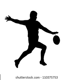 Sport Silhouette - Rugby Football Player Maring Running Kicking For Touch