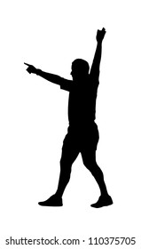 Sport Silhouette - Rugby Football Referee Holding Hand Up Indicating Foal Play