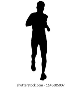 Sport silhouette runner on a white background.