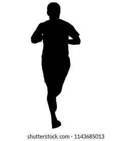 Sport silhouette runner on a white background.