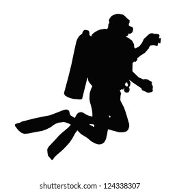 Sport Silhouette - Scuba Diver Taking Under Water Picture