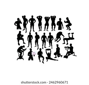 Sport Silhouette of weightlifting and Bodybuilding, art vector design
