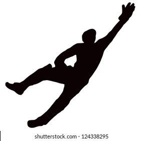 Sport Silhouette - Wicket-Keeper Dive isolated black image on white background