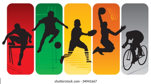 Sport silhouettes on an abstract background