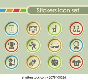 sport simple vector icons on round stickers