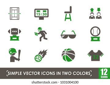 sport simple vector icons in two colors