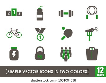 sport simple vector icons in two colors