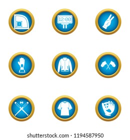 Sport simulator icons set. Flat set of 9 sport simulator vector icons for web isolated on white background
