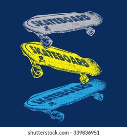 Sport skate board typography, t-shirt graphics, vectors