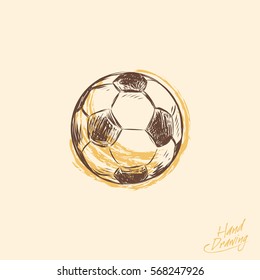 Sport sketch equipment. Drawing doodle collection, soccer, football, isolated. Vector