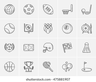 Icono de sketch deportivo para web, móvil e infografía. Juego de iconos deportivos dibujados a mano. Juego de iconos de vector deportivo. Icono deportivo aislado en fondo blanco.