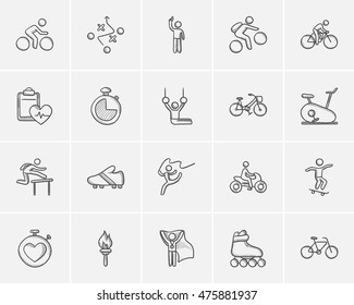 Sport sketch icon set for web, mobile and infographics. Hand drawn sport icon set. Sport vector icon set. Sport icon set isolated on white background.