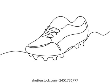Sport Sneaker football shoes in continuous line art drawing style