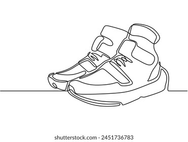 Zapatillas deportivas en estilo de dibujo de arte de línea continua