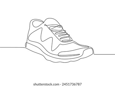 Sport Sneaker shoes in continuous line art drawing style