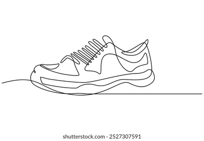 Sport Sneaker shoes in continuous line art drawing style, sneakers are drawn with one line. Sports shoes in a linear style. continuous one line. Vector illustration, Shoe Continuous Line Icon