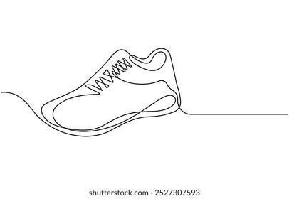 Sport Sneaker shoes in continuous line art drawing style, sneakers are drawn with one line. Sports shoes in a linear style. continuous one line. Vector illustration, Shoe Continuous Line Icon