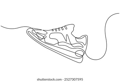 Sport Sneaker shoes in continuous line art drawing style, sneakers are drawn with one line. Sports shoes in a linear style. continuous one line. Vector illustration, Shoe Continuous Line Icon