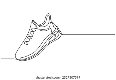 Sport Sneaker shoes in continuous line art drawing style, sneakers are drawn with one line. Sports shoes in a linear style. continuous one line. Vector illustration, Shoe Continuous Line Icon