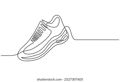 Sport Sneaker shoes in continuous line art drawing style, sneakers are drawn with one line. Sports shoes in a linear style. continuous one line. Vector illustration, Shoe Continuous Line Icon