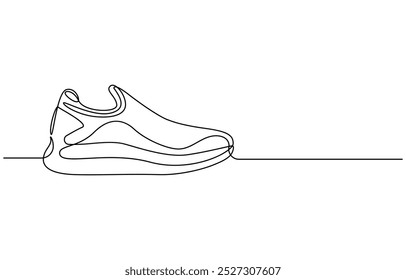 Sport Sneaker shoes in continuous line art drawing style, sneakers are drawn with one line. Sports shoes in a linear style. continuous one line. Vector illustration, Shoe Continuous Line Icon