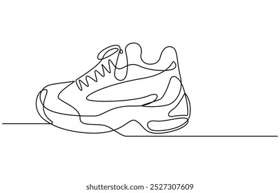 Sport Sneaker shoes in continuous line art drawing style, sneakers are drawn with one line. Sports shoes in a linear style. continuous one line. Vector illustration, Shoe Continuous Line Icon