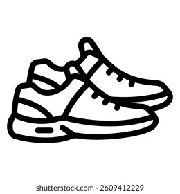 Sport sneakers pair line icon, footwear concept. Vector graphics. Favorite shoes boots sign on white background, style mobile or design.