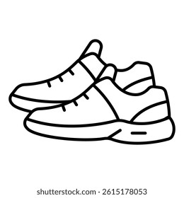 Sport sneakers pair thin line icon, footwear concept. Vector graphics. Favorite shoes boots sign on white background, linear style for  mobile or design.