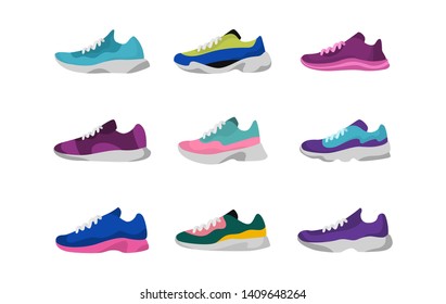 Sport sneakers shoes. Sport, running, fitness, workout shoes. Vector